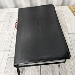 Black Leather Bible with Cross Embossing